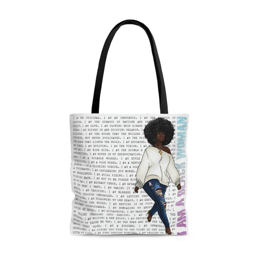 "I Am A Black Woman" tote bag