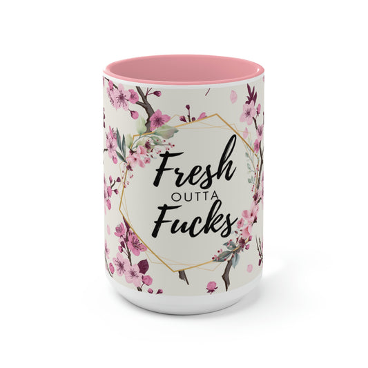 Fresh Outta Fucks: Two-Tone Coffee Mug, 15oz